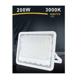 Trade Shop - Faro Led 200 Watt Ultra Slim Esterno Bianco Ip65 Luce 6500k 4000k 3000k Fs200w-b - -bianco Caldo -