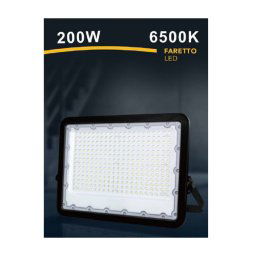 Trade Shop - Faro Led 200 W Ultra Slim Esterno Nero Ip65 Luce Fredda Naturale Calda Fs200w-n - -bianco Freddo -
