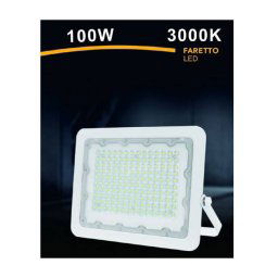 Trade Shop - Faro Led 100w Ultra Slim Bianco Esterno Ip65 Luce Fredda Naturale Calda Fs100w-b - -bianco Caldo -
