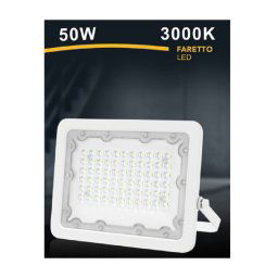 Trade Shop - Faro Led 50w Faretto Ultra Slim Bianco Esterno Luce Naturale Fredda Calda Fs50w-b - -bianco Caldo -