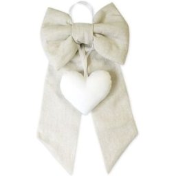 Fiocco Nascita Fior Di Coccole In Lino Con Cuore Personalizzabile Beige Ecru