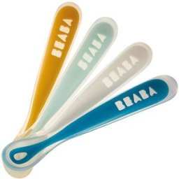Béaba Set Di 4 Cucchiai In Silicone Bèaba Blu/Giallo
