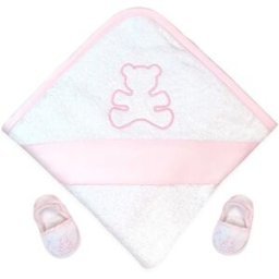 Accappatoio Fior Di Coccole Orsetto Con Ciabattine Personalizzabile Rosa