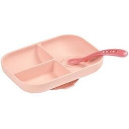 Béaba Set Pappa In silicone Piatto + Cucchiaio Bèaba Rosa