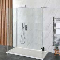 HudsonReed Doccia Walk-in a Due Lati con Piatto Doccia - Scelta di Dimensioni e Opzione Anta Paraspruzzi - Portle