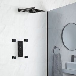 HudsonReed Sistema Doccia Termostatico Nero con Soffione Doccia e Idrogetti (2 Vie) - Preto