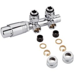 HudsonReed Valvole a Squadra Termostatiche per Radiatori 3/4” con Adattatori Ø15mm Rame