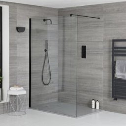 HudsonReed Doccia Walk-In con Parete e Piatto Doccia Ardesia in Diverse Misure - Nox