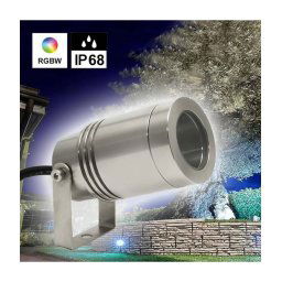 Trade Shop - Mini Faretto Led 24v Ip68 Rgb 4000k Staffa Orientabile 8w Dmx Rgbw Luce Giardino -