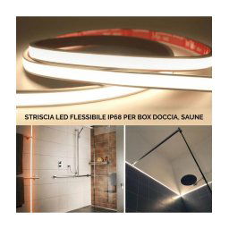 Trade Shop - Striscia Led Ip68 Cob Flessibile Neon Dimmerabile 24v Luce Box Doccia Bagno Vasca - -bianco Caldo -