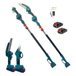 Trade Shop - Kit Per Potatura Professionale Mini Motosega + Forbice Cesoia + Asta Telescopica -