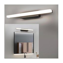 Trade Shop - Applique Moderno Nero Lampada Parete Led 9w 4000k Luce Specchio Bagno Vetro Satinato -