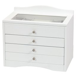 Cofanetto portagioie in legno laccato bianco con 3 cassettini
