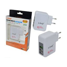 Trade Shop - Alimentatore Da Rete Casa Adattatore Usb 3 Porte Usb 3.0 25w Ricarica Rapida T-9v25 -