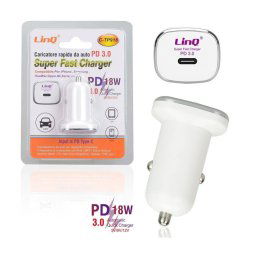 Trade Shop - Caricabatterie Adattatore Rapido Da Auto Pd Type-c 3.0 Super Fast 18 W C-tp918 -