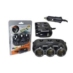 Trade Shop - Adattatore Sdoppiatore Triplo Accendisigari Per Auto 12v + 2 Usb Ricarica C-12c5 -