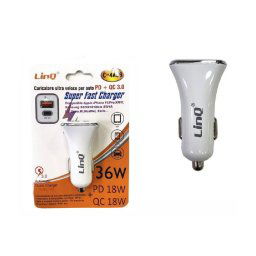 Trade Shop - Caricabatterie Caricatore Da Auto Adattatore Ultra Rapido Pd + Qc 3.0 36w C-4a36 -