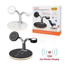 Trade Shop - Stazione Di Ricarica Wireless Veloce 3in1 15w Smartphone Iphone Apple Watch C3544 -
