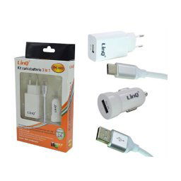 Trade Shop - Kit Caricabatterie 3in1 Adattatore Caricatore Auto Rete Cavo Usb Tipo C Tpc-3301 -