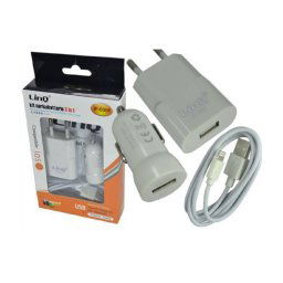 Trade Shop - Kit Caricabatterie 3 In 1 Adattatore Auto Rete Cavo Usb Lightning 1 Mt Ip-6301 -