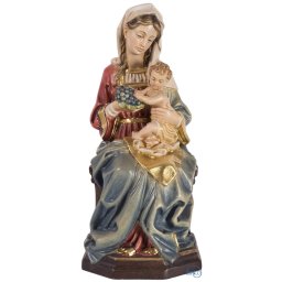 Madonna con Bambino ed uva seduta in legno color