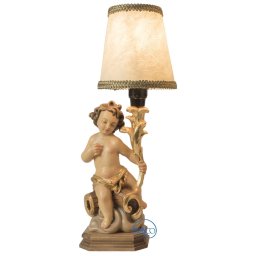 Scultura in legno Angelo portacandela con luce color