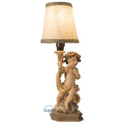 Scultura in legno Angelo portacandela con luce color