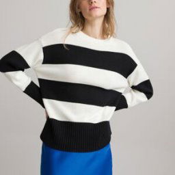 LA REDOUTE COLLECTIONS Pull scollo rotondo a righe