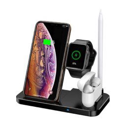 Trade Shop - Caricatore Wireless Caricabatterie Supporto Di Ricarica Docking 4 In 1 Q-cd60 -