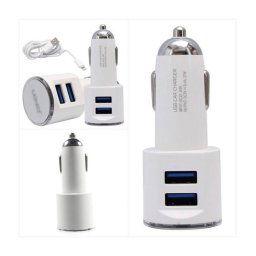 Trade Shop - Caricabatteria Caricatore Doppio Auto Q-a36 Corrente Totale 2,4a Con 2 Porte Usb -