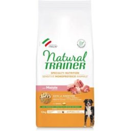 NATURAL TRAINER Sensitive No Gluten Adult Medium Maxi Maiale 12KG