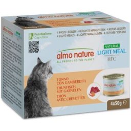 ALMO NATURE HFC Light Meal Natural Cat Lattina Multipack 4x50G TONNO E GAMBERETTI