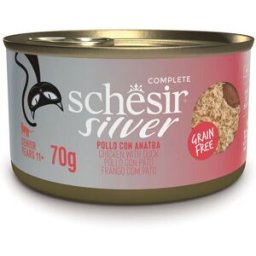 SCHESIR Silver Senior 11+ Lattina Multipack 12x70G POLLO CON ANATRA