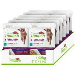 NATURAL TRAINER Cat Sterilised Busta Multipack 12x85G MERLUZZO