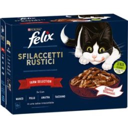 FELIX Sfilaccetti Rustici Cat Busta Multipack 12x80G MIX CARNE