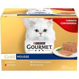 GOURMET Gold Mousse Cat Lattina Multipack 24x85G MIX CARNE E PESCE