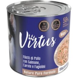 VIRTUS Natural Dog Lattina Multipack 24x280G POLLO CON SALMONE E CAROTE E FAGIOLINI