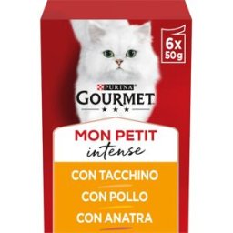 GOURMET Mon Petit Intense Cat Busta Multipack 6x50G TACCHINO POLLO E ANTRA