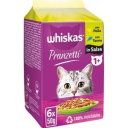 WHISKAS Pranzetti Cat Busta Multipack 6x50G POLLO E TONNO
