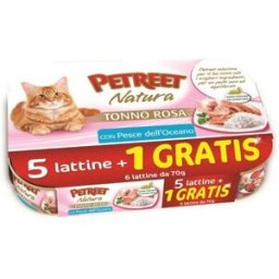 PETREET Natura Cat Lattina Multipack 6x70G TONNO ROSA CON PESCE DELL'OCEANO