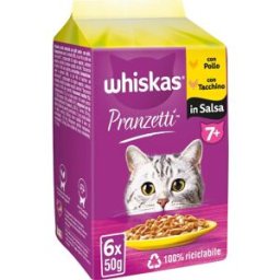 WHISKAS Pranzetti Senior Busta Multipack 6x50G POLLO E TACCHINO