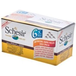 SCHESIR Nature Cat Lattina Multipack 6x50G POLLO CON RISO