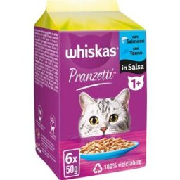 WHISKAS Pranzetti Cat Busta Multipack 6x50G SALMONE E TONNO