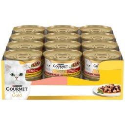 GOURMET Gold Dadini in Salsa con Verdure Cat Lattina Multipack 24x85G SALMONE E POLLO