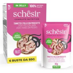 SCHESIR Cat Busta Multipack 6x85G TONNETTO E POLLO CON PROSCIUTTO