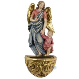 Acquasantiera con angelo custode in legno color