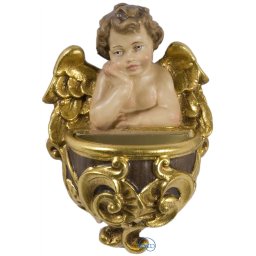 Scultura in legno Acquasantiera-Raffaello color