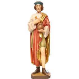 Scultura in legno San Damiano con mortaio color