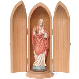 Sacro Cuore di Ges cm 12 in nicchia in legno color
