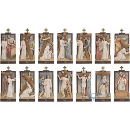 Scultura in legno Via Crucis-14 rilievi color